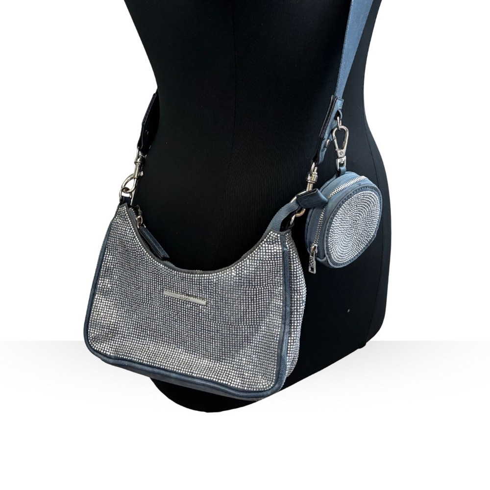 Aldo Silver and Blue Shoulder Bag with Round Pouch